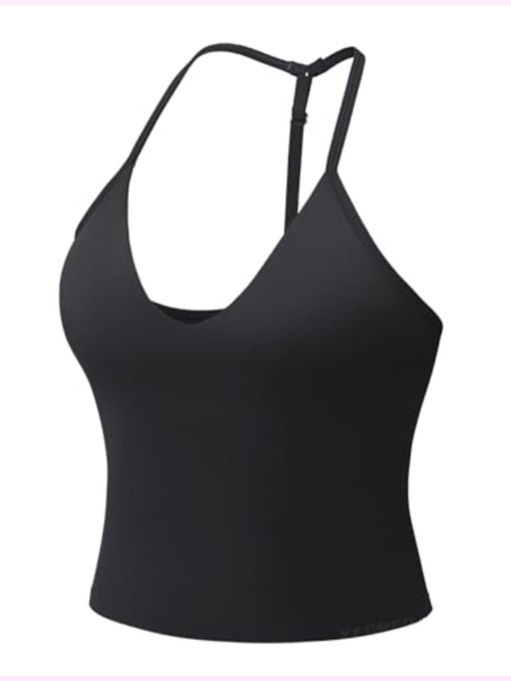 Impact Halter Tank Top Strappy Padded Open Back Deep V Built-in Bra Workout